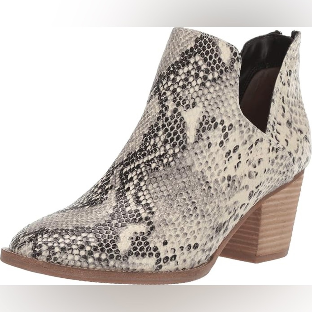BLONDO Snakeskin Neda Snake Animal Print Leather Ankle Booties Boots Waterproof